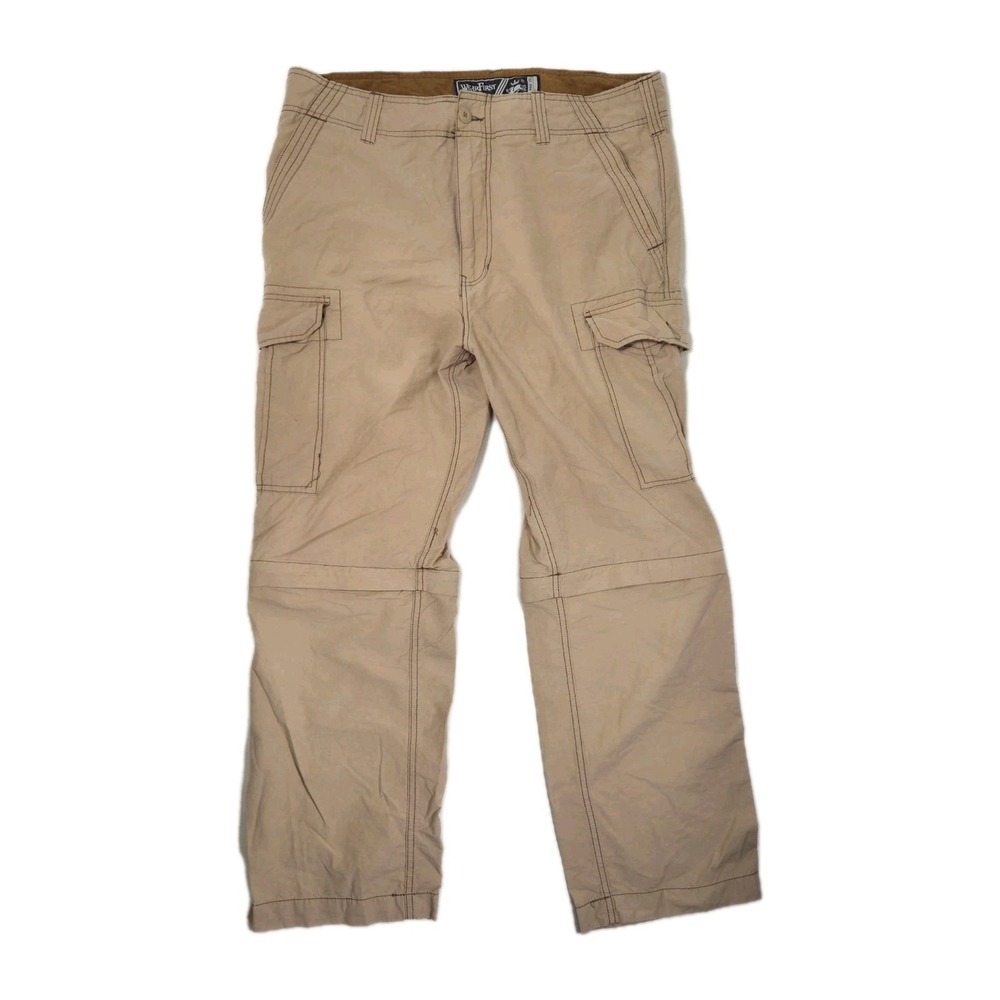 Wear First Convertible Cargo Pants Men 36x30 Khaki Zip Off Hiking Shorts Vintage